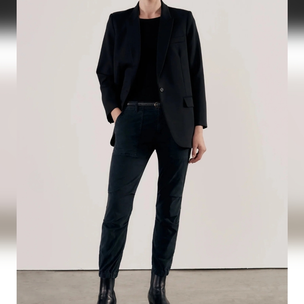NILI LOTON Cotton Cropped Pants  Military Carbon/Black Size 8 Womens